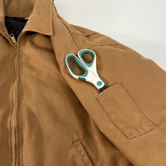 Dickies Jacket Mens XL Brown Quilted Lined Duck Canvas Zip Work Coat - Picture 13 of 14